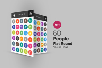 60 People Glyph Multicolor BG Icons