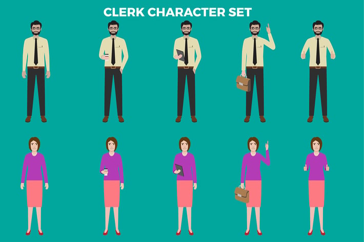 Clerk Character Set – Illustrations