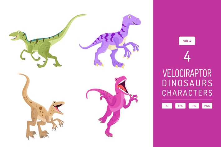 Cute Velociraptor - Dinosaurs Character Vol.4