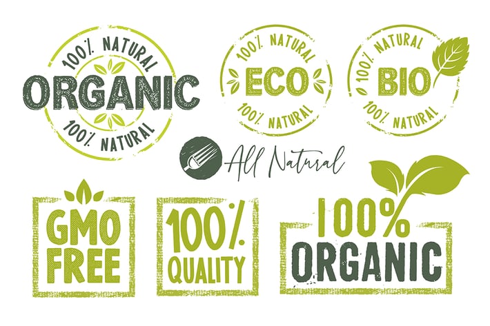 Organic Food Stickers and Badges Collection