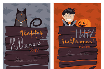 Halloween Banners Set. Vector Illustration. 