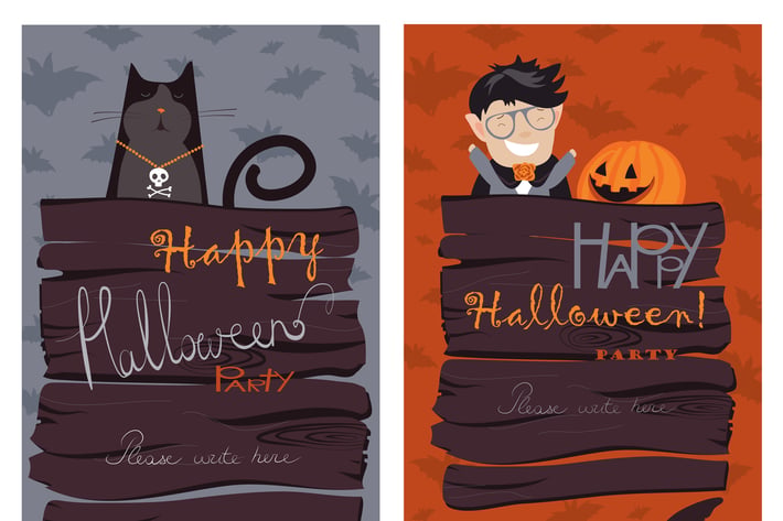 Halloween Banners Set. Vector Illustration. 