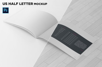 US Half Letter Brochure Mockup Perspective View
