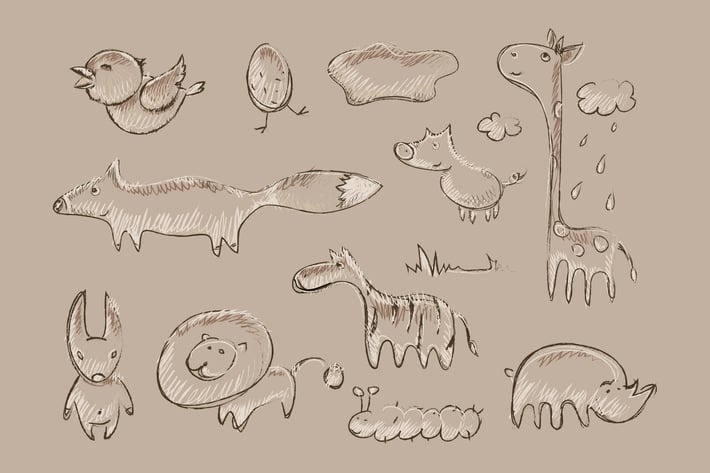 Pastel Animals Doodles