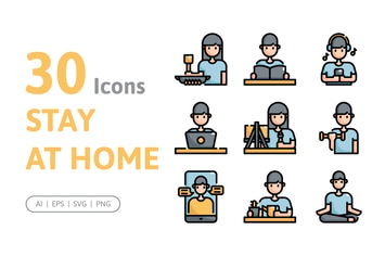 30 Stay at Home Icons