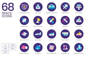 68 Space Flat Icons 