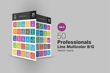 50 Professionals Line Multicolor Icons