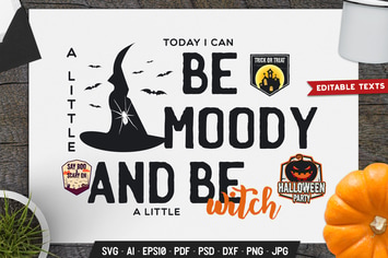 A Little Witch Halloween Logo Retro Vector Badge