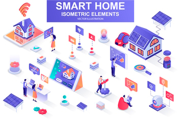 Smart Home Isometric Design Elements