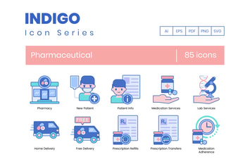 85 Pharmaceutical Line Icons