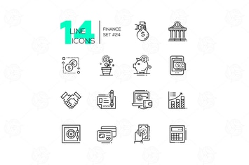 Finance - modern single line icons set