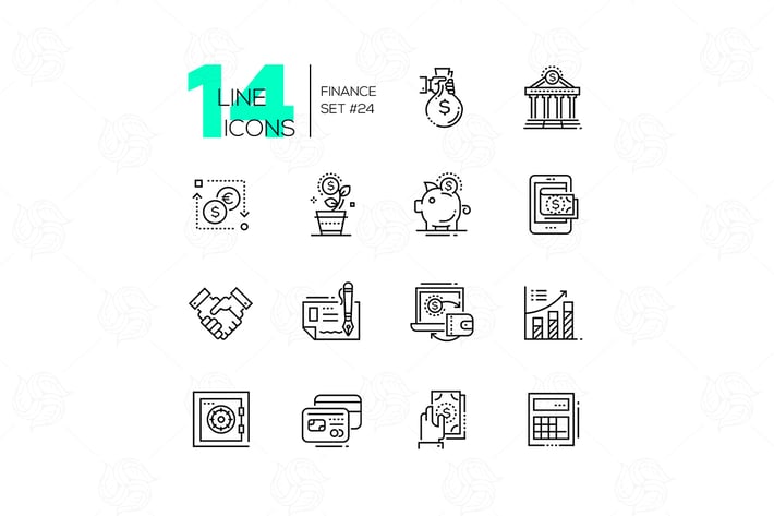 Finance - modern single line icons set