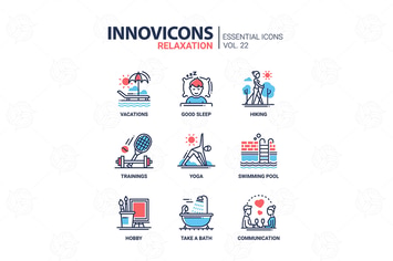 Relaxation - modern color vector single line icon 