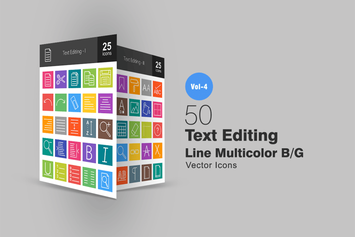 50 Text Editing Line Multicolor Icons