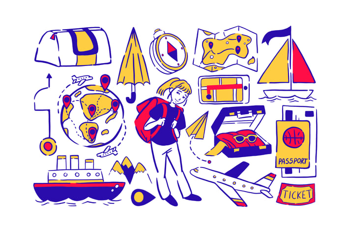 Neon Travel Doodles