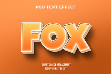 3d fox cartoon text effect