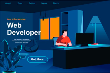 Web Development Isometric Web Page Flat Concept