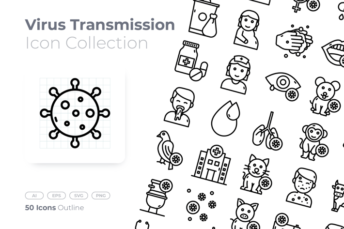 Virus Transmission Outline Icon