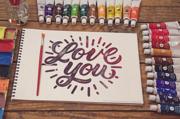 Grid Paper Notebook Paint Scene