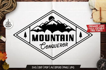 Mountain Logo Design, Retro Badge, Adventure Quote