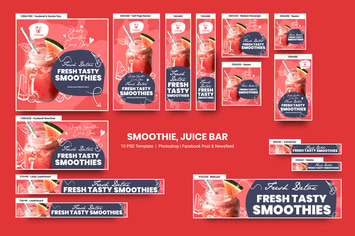Smoothie, Juice Bar and Organic Food Banners Ad
