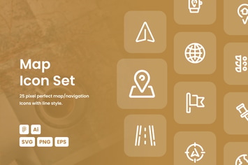 Map Dashed Line Icon Set