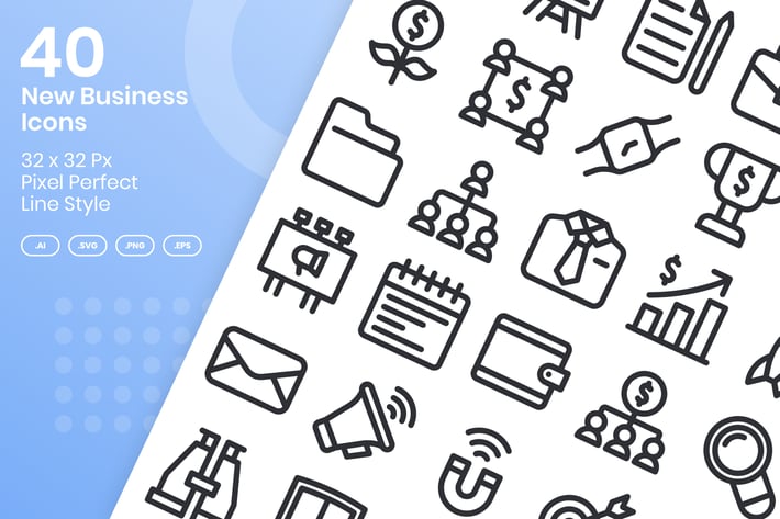 40 New Business Icons Set - Line
