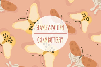 Cream Butterfly – Seamless Pattern