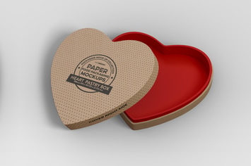 Paper Heart Box Packaging Mockup