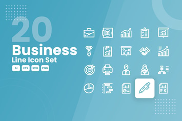 20 Business Line Icon Set