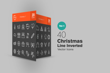 40 Christmas Line Inverted Icons