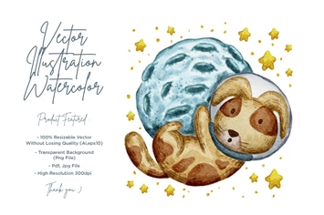 cute animal illustration with watercolor
