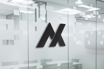 Realistic logo on office glass