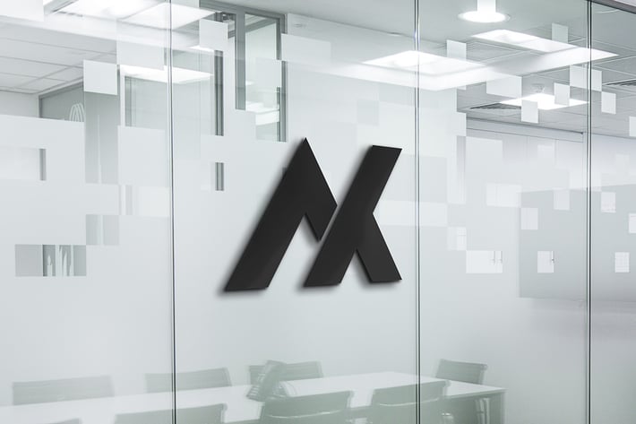 Realistic logo on office glass