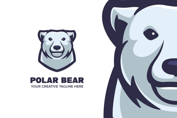 Polar Bear Cartoon Mascot Logo Template