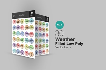 30 Weather Filled Low Poly Icons