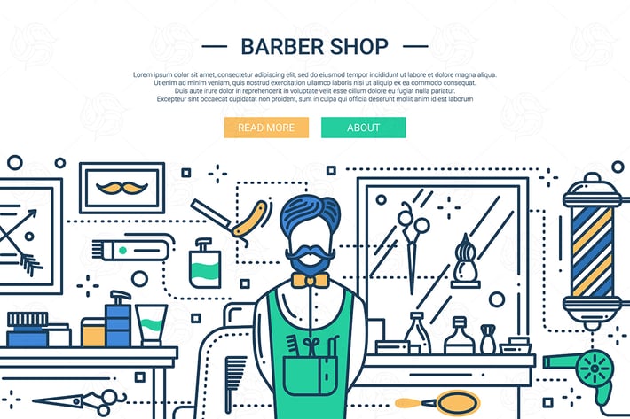 BarberShop - line design illustration