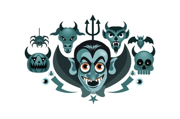 Set of Halloween Graphics Spooky Vector Illustrati