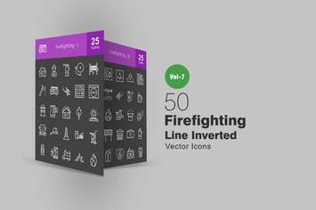 50 Firefighting Line Inverted Icons