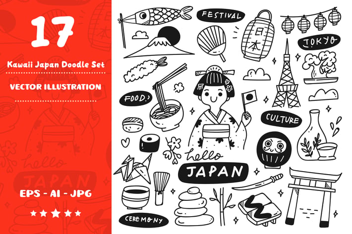Kawaii Japan Doodle Set