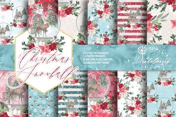Christmas Snowball digital paper pack