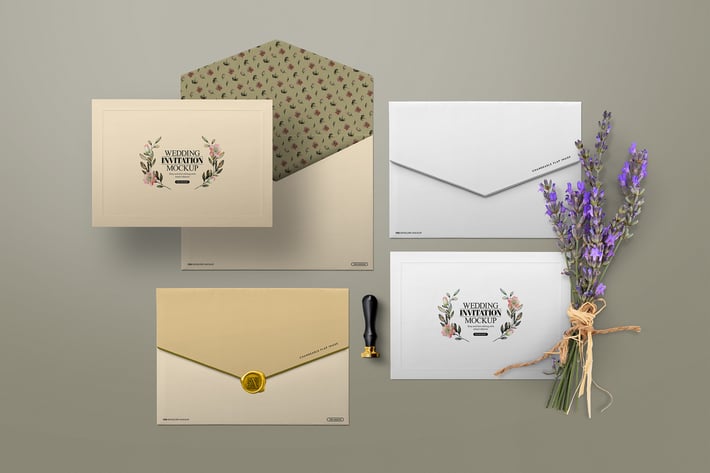 Envelope Mockup Invitation Wedding Wax Seal