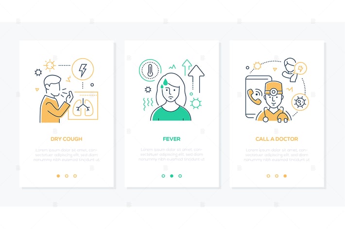 Coronavirus symptoms idea line design style banner