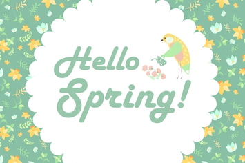 Vector illustration of a bird and spring flowers 