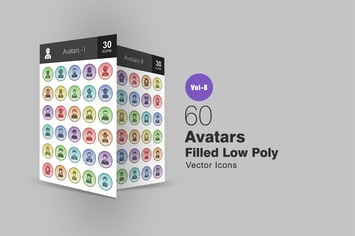 60 Avatars Filled Low Poly Icons