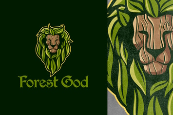 Forest God - Leaf Lion Mascot Logo 10.0