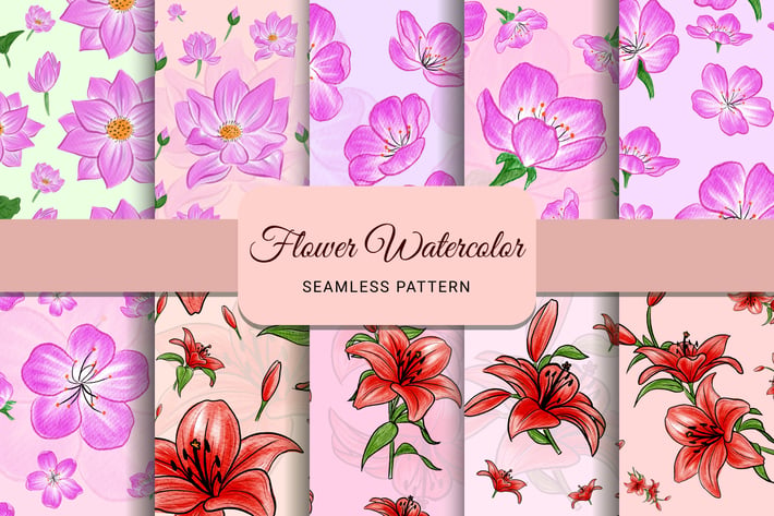 Flower Watercolor Seamless Pattern