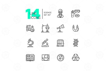 Science - modern single line icons set