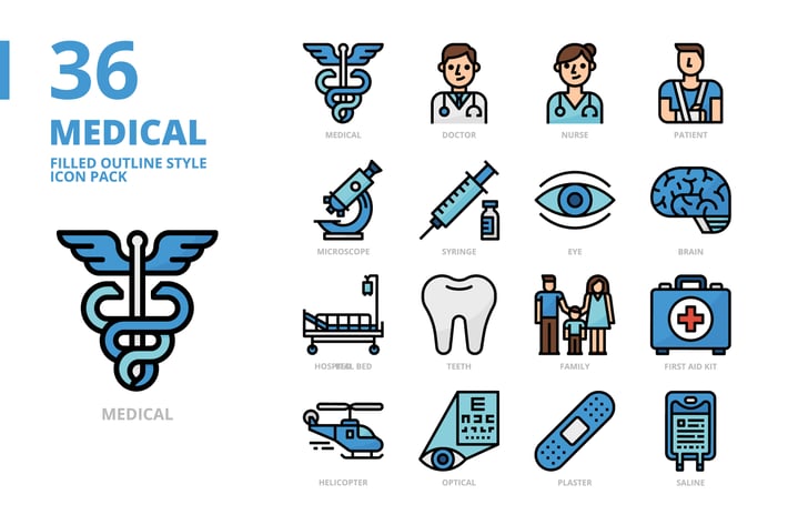 Medical Filled Outline Style Icon Set