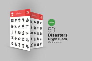50 Disasters Glyph Icons